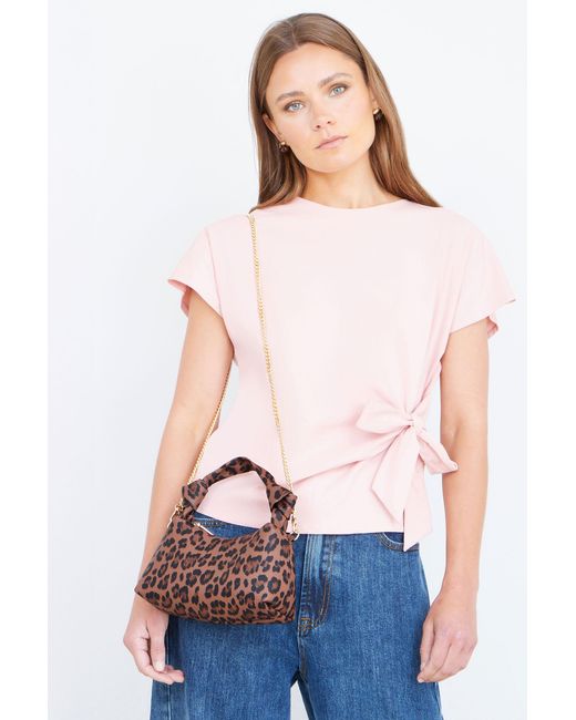 Yumi' White Leopard Small Shoulder Bag