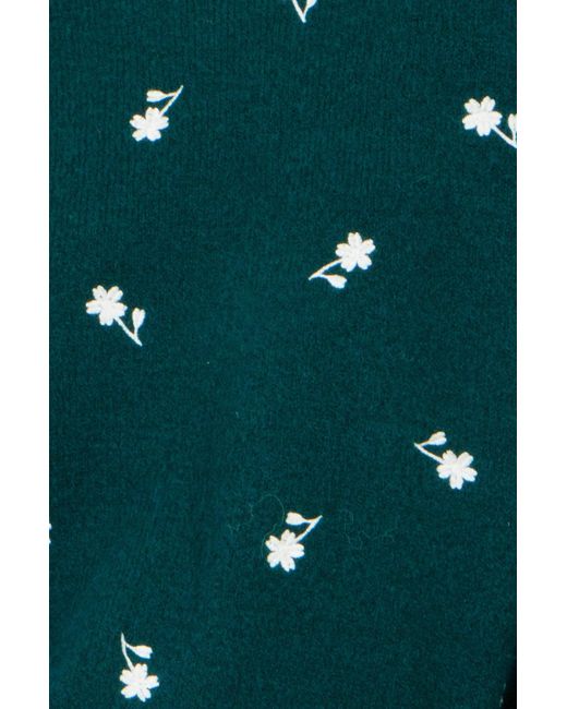 Yumi' Green Daisy Embroidered Relaxed Jumper