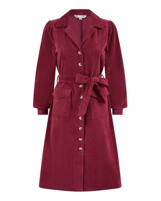 Yumi' Green Cord Midi Shirt Dress