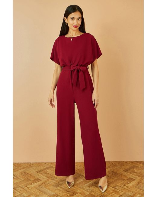 Yumi' Red Batwing Stretch Jumpsuit