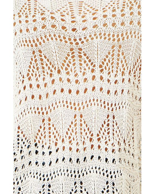 Yumi' White Cotton Mix Relaxed Fit Pointelle Jumper
