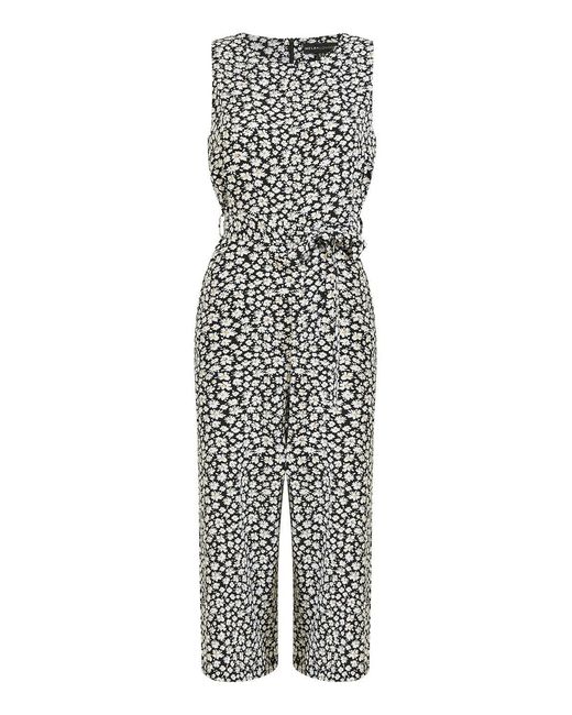 Mela White Ditsy Daisy Sleeveless Culotte Jumpsuit