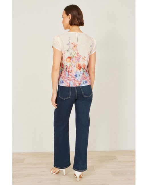 Yumi' Pink Floral Border Top