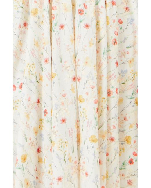Yumi' Blue Botanical Embroidery Fabric Handkerchief Hem Dress