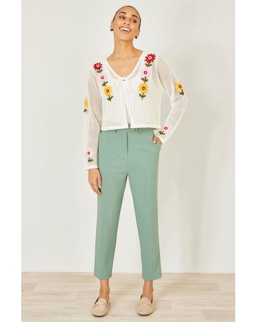 Yumi' White Crochet Embroidered Flower Bolero