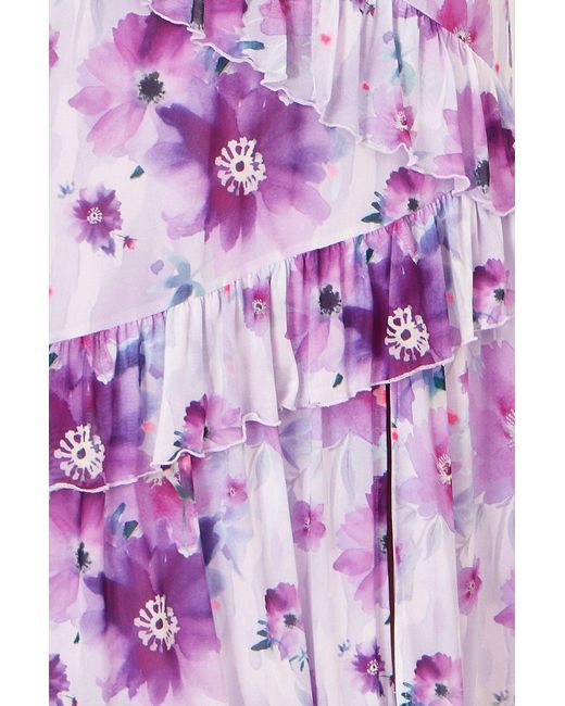 Yumi' Pink Floral Print Frill Midi Dress
