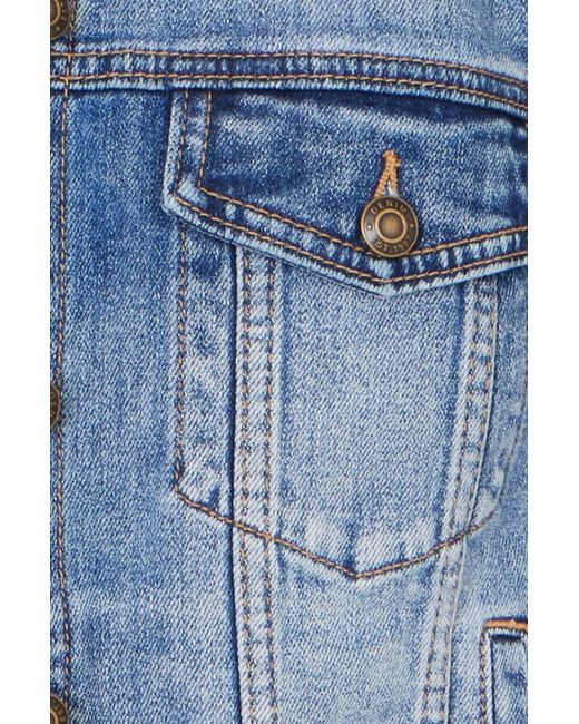 Yumi' Blue Stretch Washed Denim Jacket