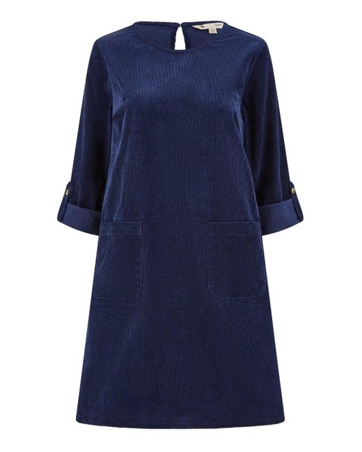 Yumi' Green Cord Tunic Dress With 3/4 Sleeves And Pockets