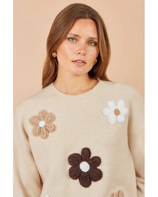 Yumi' Natural Relaxed Crochet Flower Jumper