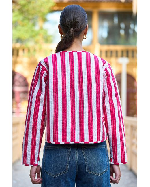 Yumi' Multicolor Multicolour Checked Cropped Reversible Cotton Quilted Jacket