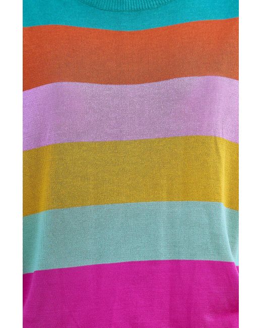 Yumi' Blue Multicolour Block Stripe Relaxed Knitted Top