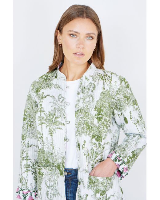 Yumi' Green Reversible Cotton Quilted Jacket