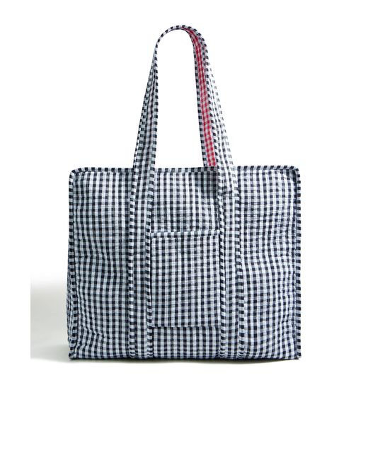 Yumi' White Gingham Quilted Shopper Bag