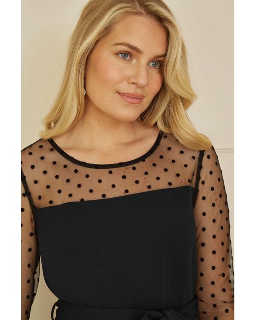 Yumi' Orange Spot Mesh Stretch Jumpsuit