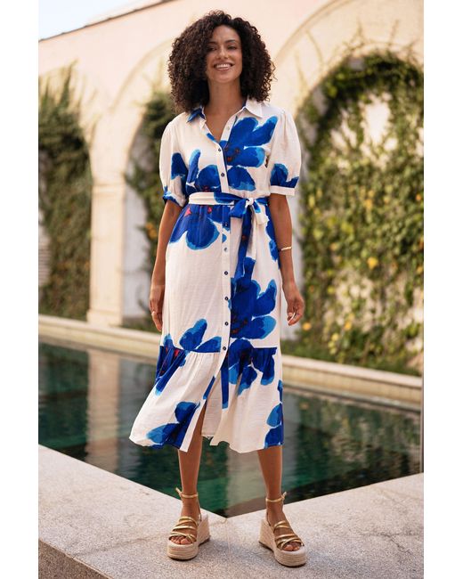 Yumi' Black Scattered Floral Shirt Dress