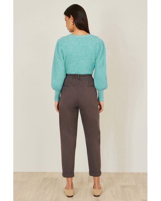 Yumi' Green Cotton Canvas Chino Trousers