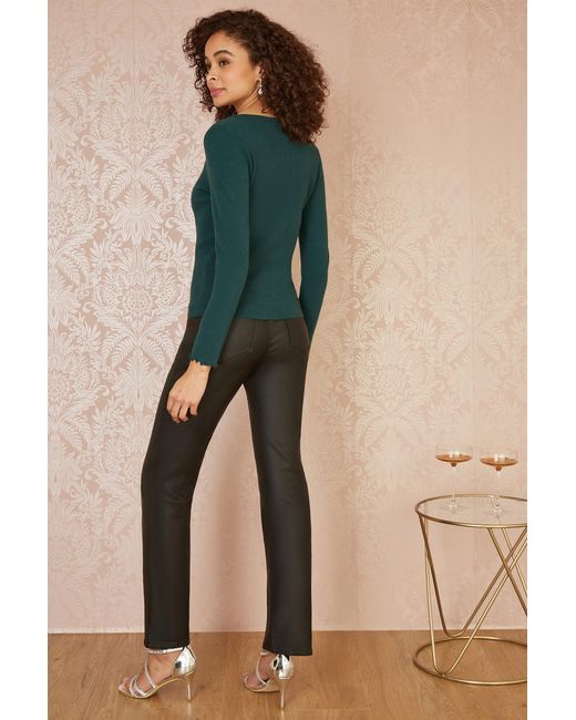 Yumi' Green Sparkle Knit Jumper