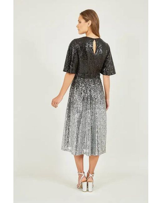 Yumi' Black And Ombre Sequin Midi Wrap Dress