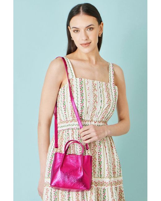 Yumi' Pink Metallic Small Tote Bag