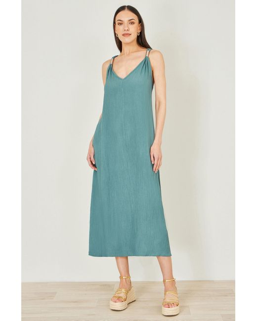 Yumi' Blue Viscose Maxi Beach Dress