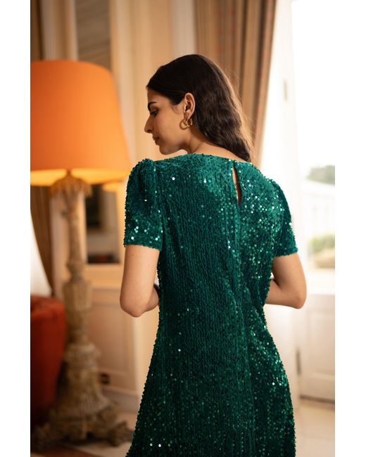 Yumi' Green Sequin Tunic Dress