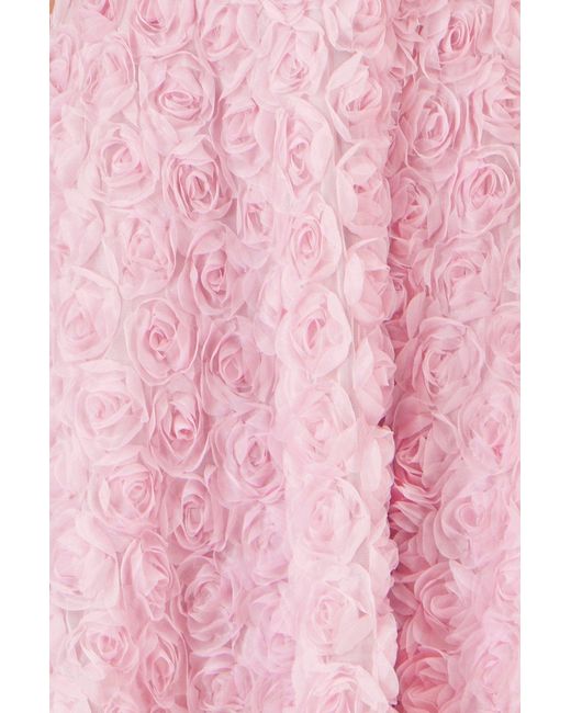 Yumi' Pink Applique Floral Skater Dress