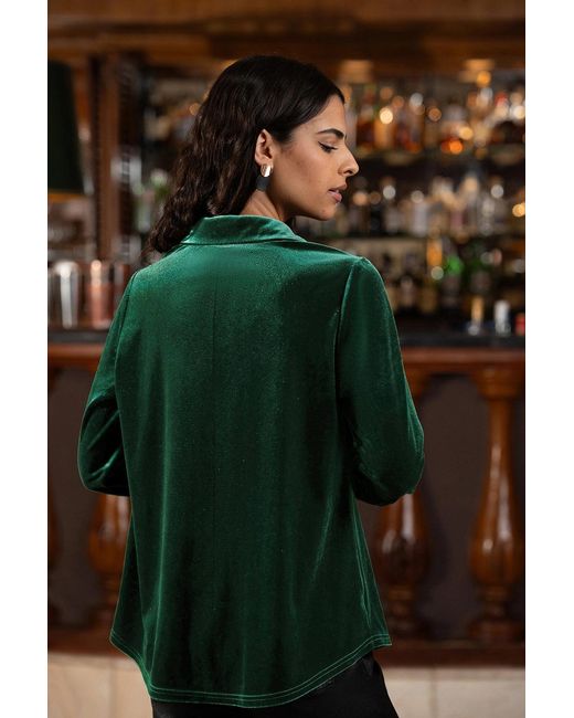 Yumi' Green Velvet Relaxed Fit Shirt