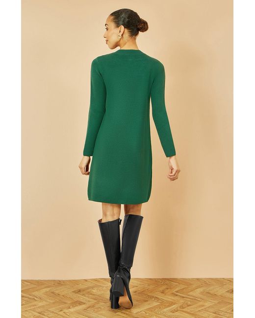 Yumi' Green Knitted Tunic Dress With Hardware Details