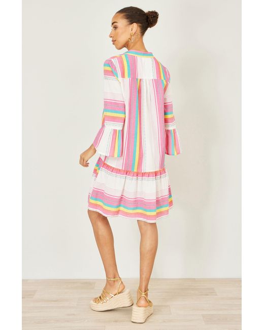 Yumi' Pink Multicolour Cotton Stripe Tunic