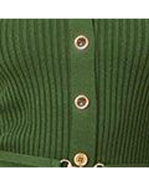 Yumi' Green Rib Knit Midi Shirt Dress With Snaffle Belt