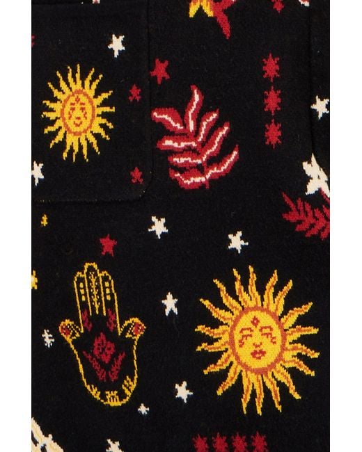 Yumi' Black Cosmic Intarsia Knitted Tunic Dress