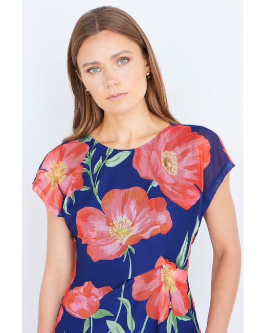 Yumi' Blue Poppy Mesh Top