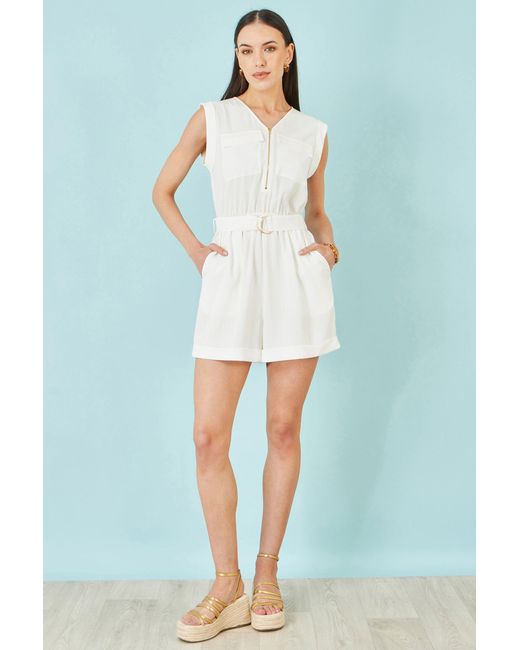 Yumi' White Utility Style Playsuit