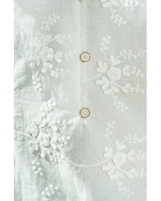 Yumi' Blue Cotton Applique Flower Swing Shift Dress