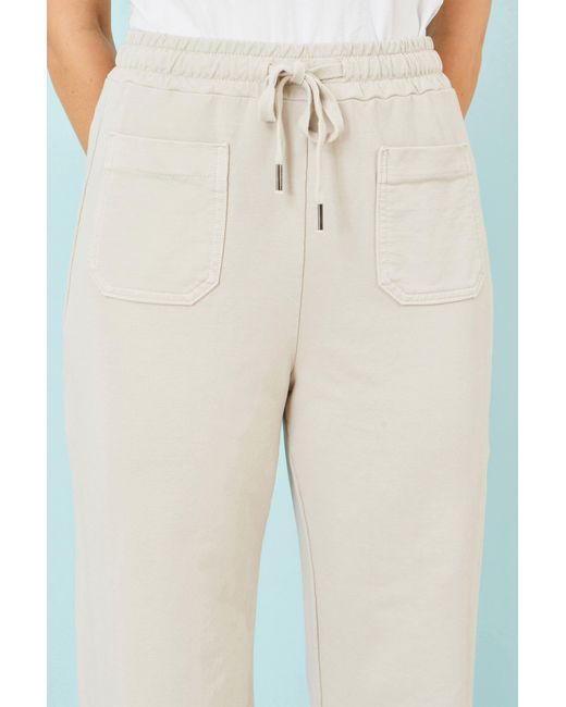 Yumi' White Cream Relaxed Stretch Wide Leg Trousers With Pockets