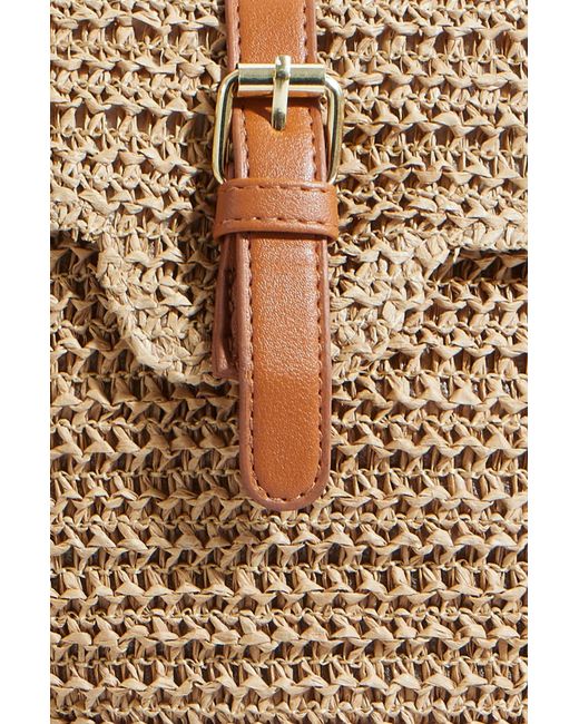 Yumi' Brown Woven Rattan Handbag With Buckle