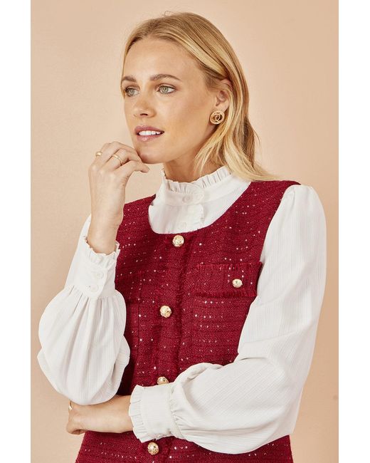 Yumi' Red Boucle Tunic Dress