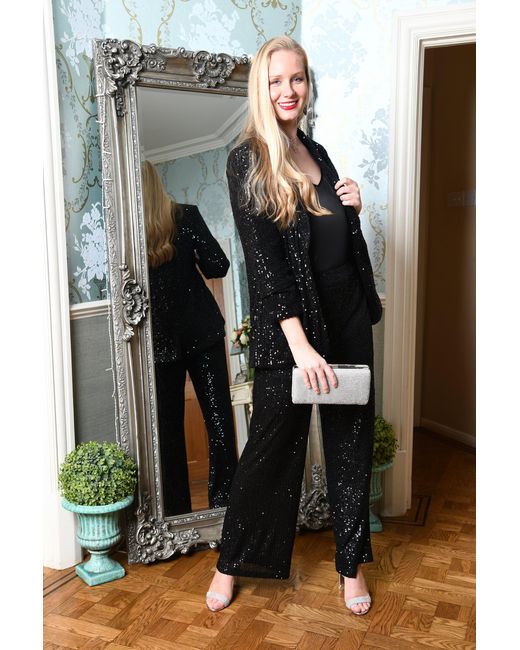 Yumi' Black Sequin Blazer With Pockets