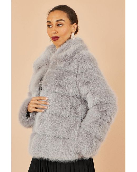 Yumi' Gray Luxe Faur Fur Coat