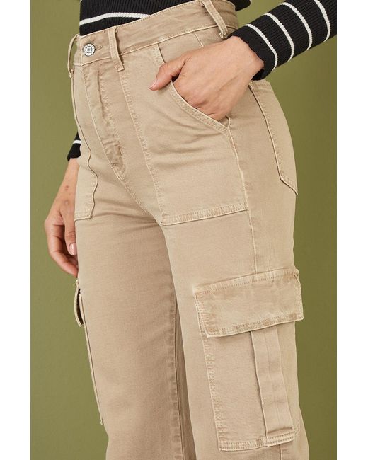 Yumi' Green Stone Stretch Cargo Canvas Stretch Pants