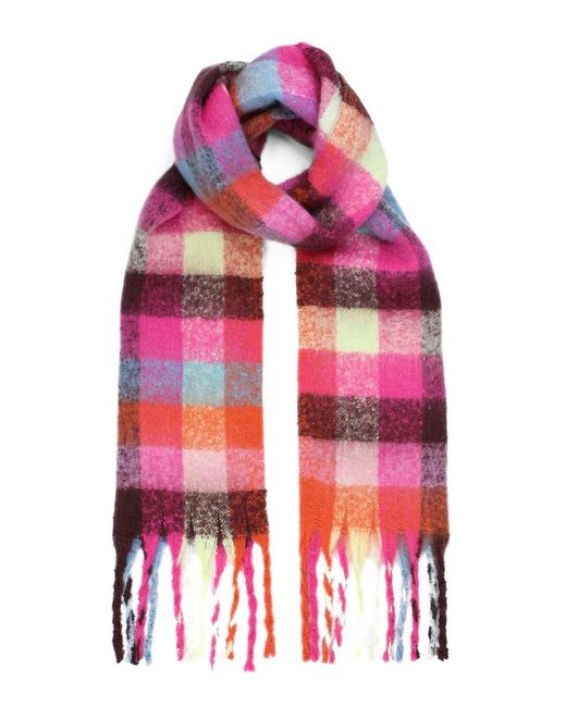 Yumi' Pink Colour Block Super Fluffy Scarf