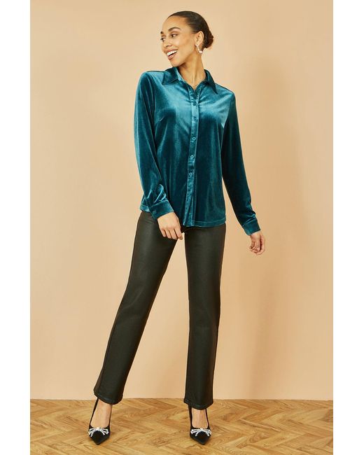 Yumi' Blue Velvet Relaxed Fit Shirt