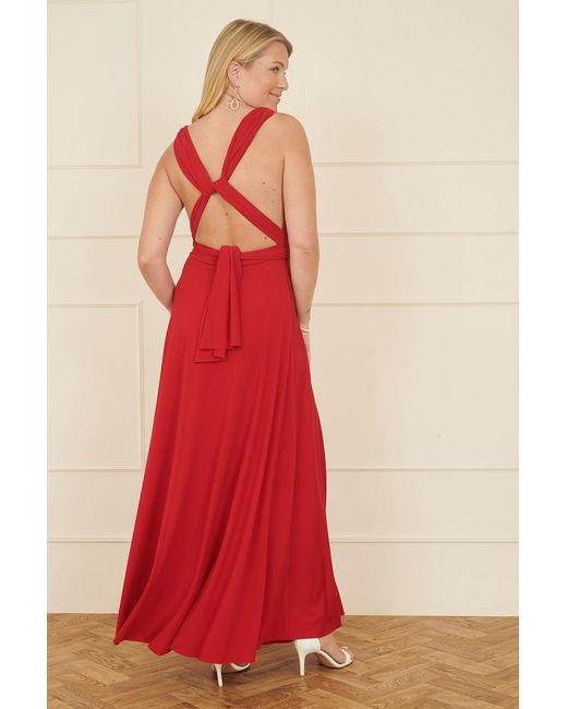Yumi' Red Jersey Stretch Multiway Midi Dress
