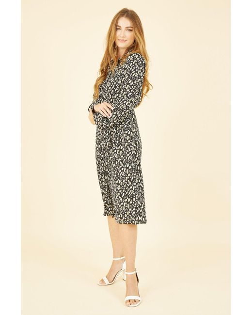 Yumi' Natural Leopard Print Shirt Dress