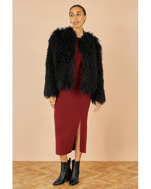 Yumi' Black Luxe Fluffy Faux Fur Coat