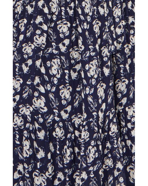 Yumi' Blue Floral Mesh Wrap Dress