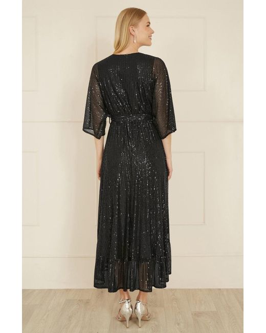 Yumi' Natural Sequin Kimono Midi Wrap Dress