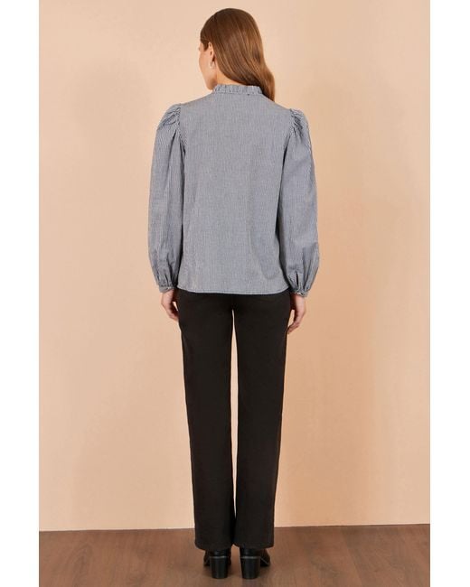 Yumi' Gray Cotton Gingham Embroidered Shirt