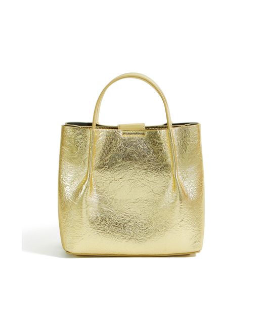 Yumi' Orange Metallic Small Tote Bag
