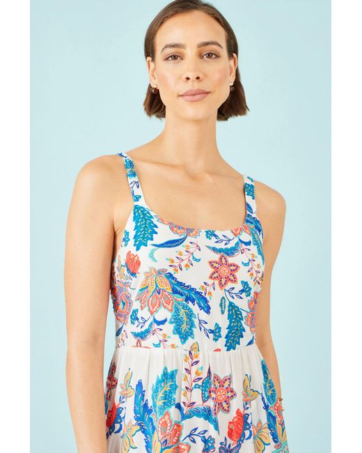 Yumi' White Boho Block Print Tiered Maxi Dress